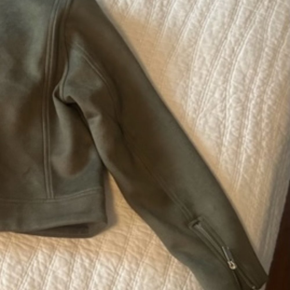Old Navy Olive Green Faux Suede Moto Jacket – Small Petite - Picture 10 of 12